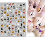 8 Blatt Nagelsticker Halloween Nagelstickers Selbstklebend Niedliches Kürbis-Schädel-Spinnennetz Niedlichen Kinder Geist Nail Art Sticker Decoratie Nageldesign Zubehör