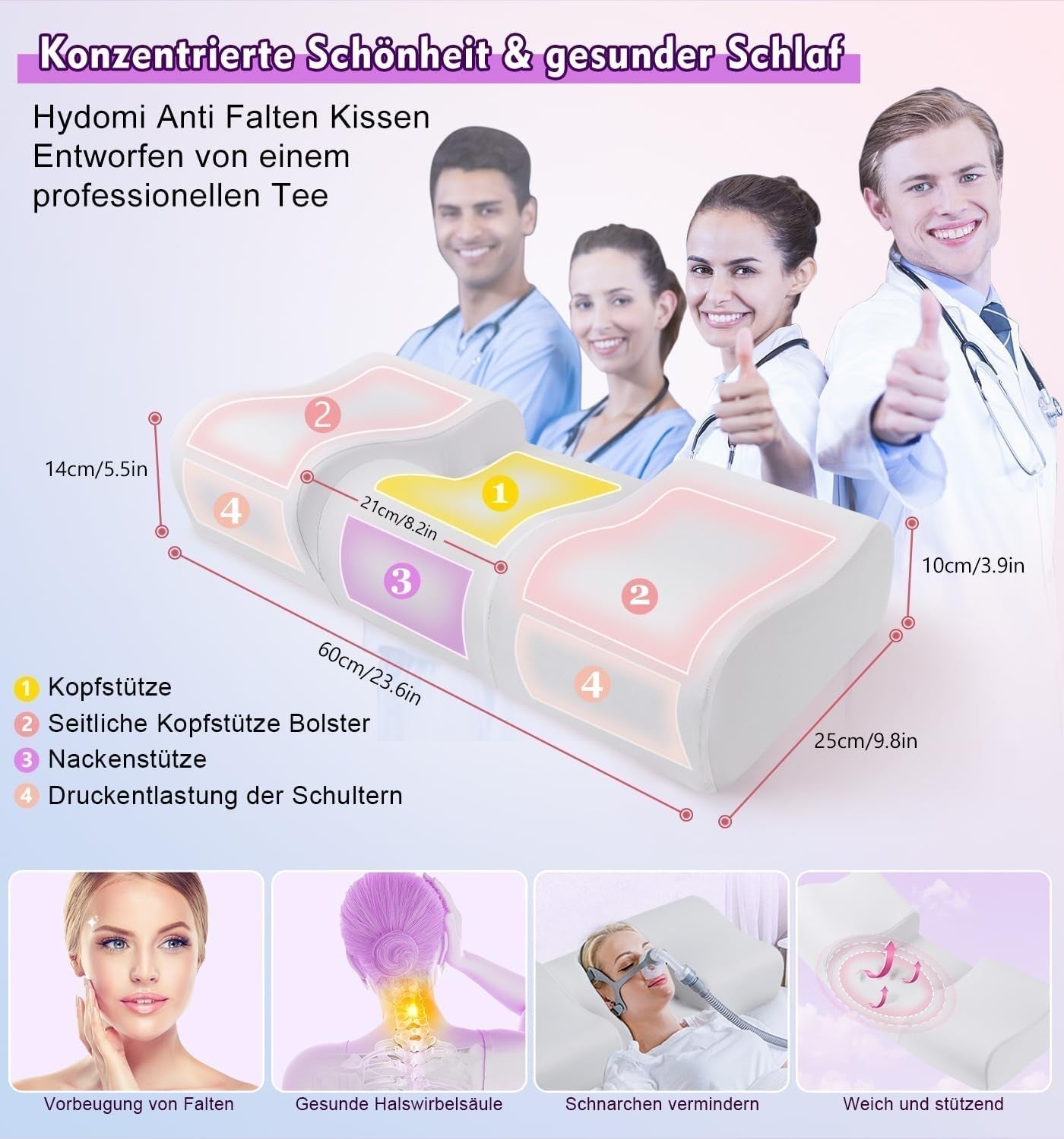 Hydomi Antirimpelkussen 2-in-1 Anti-verouderingsschoonheidskussen Orthopedisch neksteunkussen Nek- en schouderpijn Memory Foam Kussen om uw hoofd recht te houden Cervicale orthopedische kussens Naty Shop