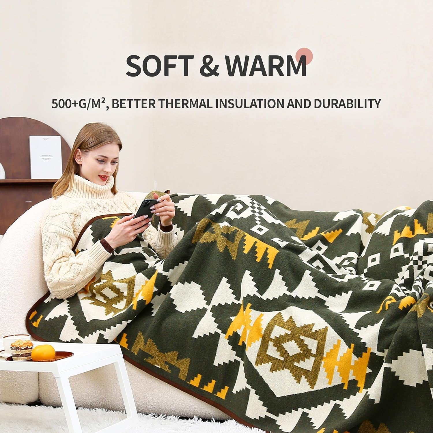 ACUSHLA 200,7X160 Cm, 1,7 Kg, deken, wollen deken, warme reisdeken, gebreide deken, decoratief, dekens voor bank, stoel, bank, bed, woonkamer, camping, geschikt voor alle seizoenen Ww203 Bedden en dekens Besuche den ACUSHLA-Store