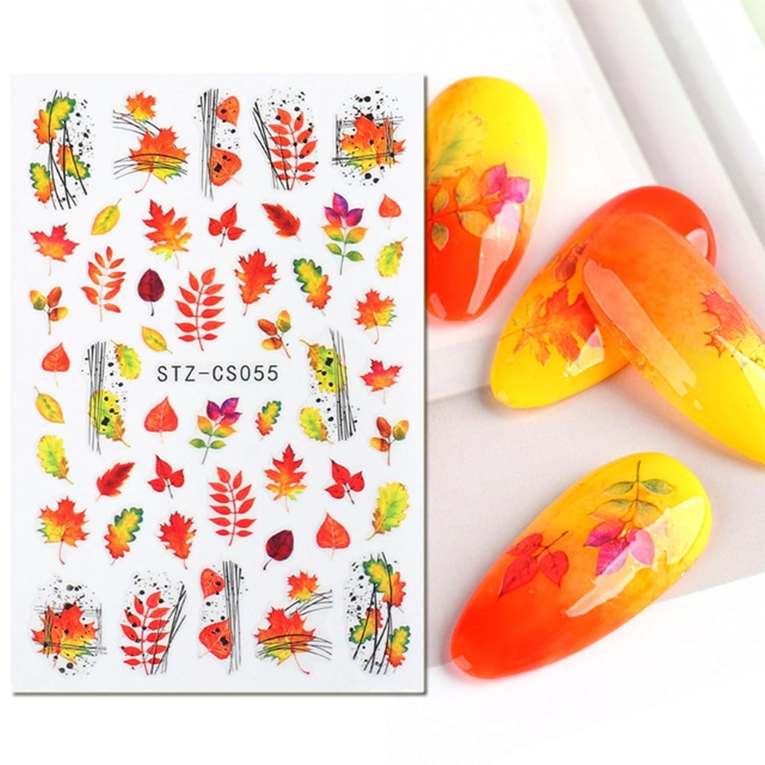 JMEOWIO Nagelsticker Herbst 9 Blatt Nail Art Sticker Selbstklebend Nagelaufkleber Kürbis Ahornblatt Erntedankfest Decoratie Nageldesign Zubehör