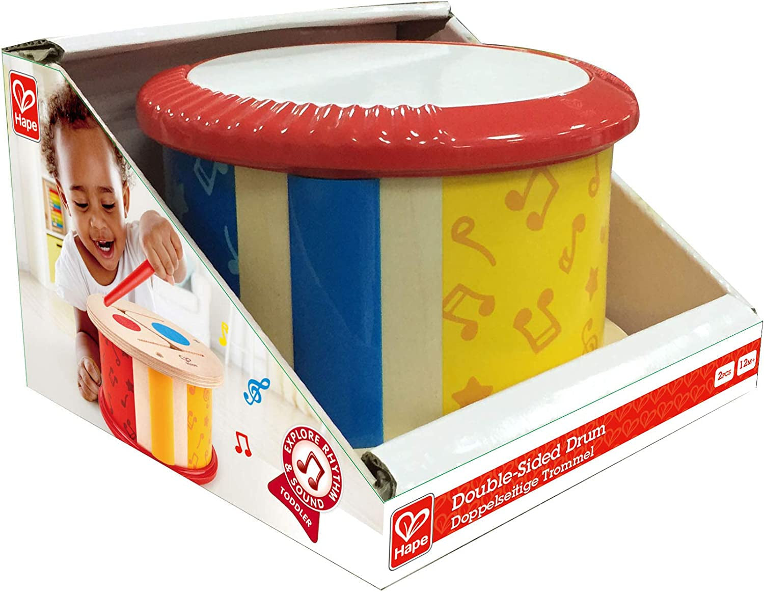 Hape dubbelzijdige houten trommel | muzikaal speelgoed voor kleine kinderen Jucarii Bebe Naty Shop