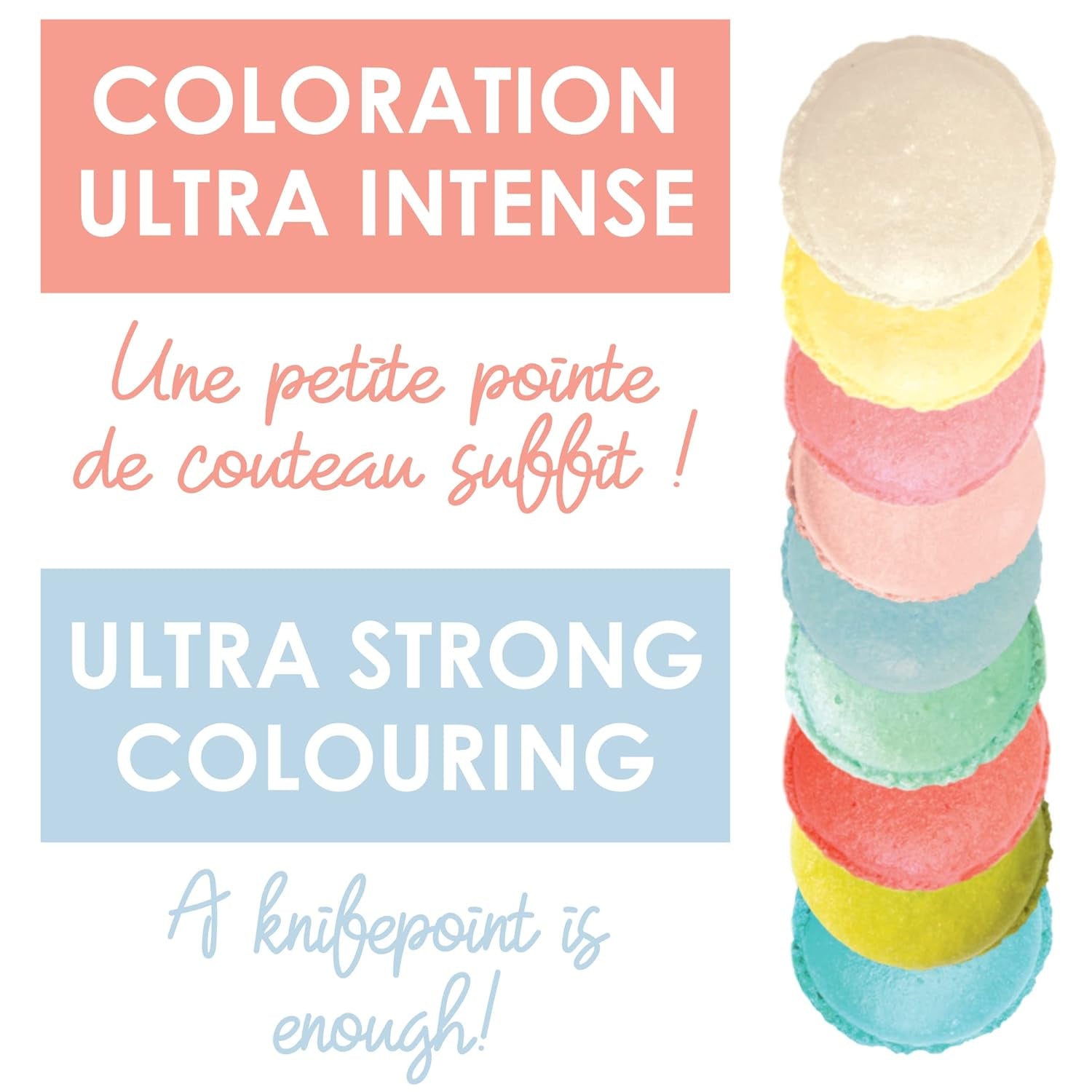 Scrapcooking - Set van 9 pastelkleurstoffen - Blauw, Geel, Koraal, Roze, Turkoois, Limoengroen, Wit, Aquagroen, Poederroze - Eetbare kleurpoeder voor cakes, muffins, macarons - 4272