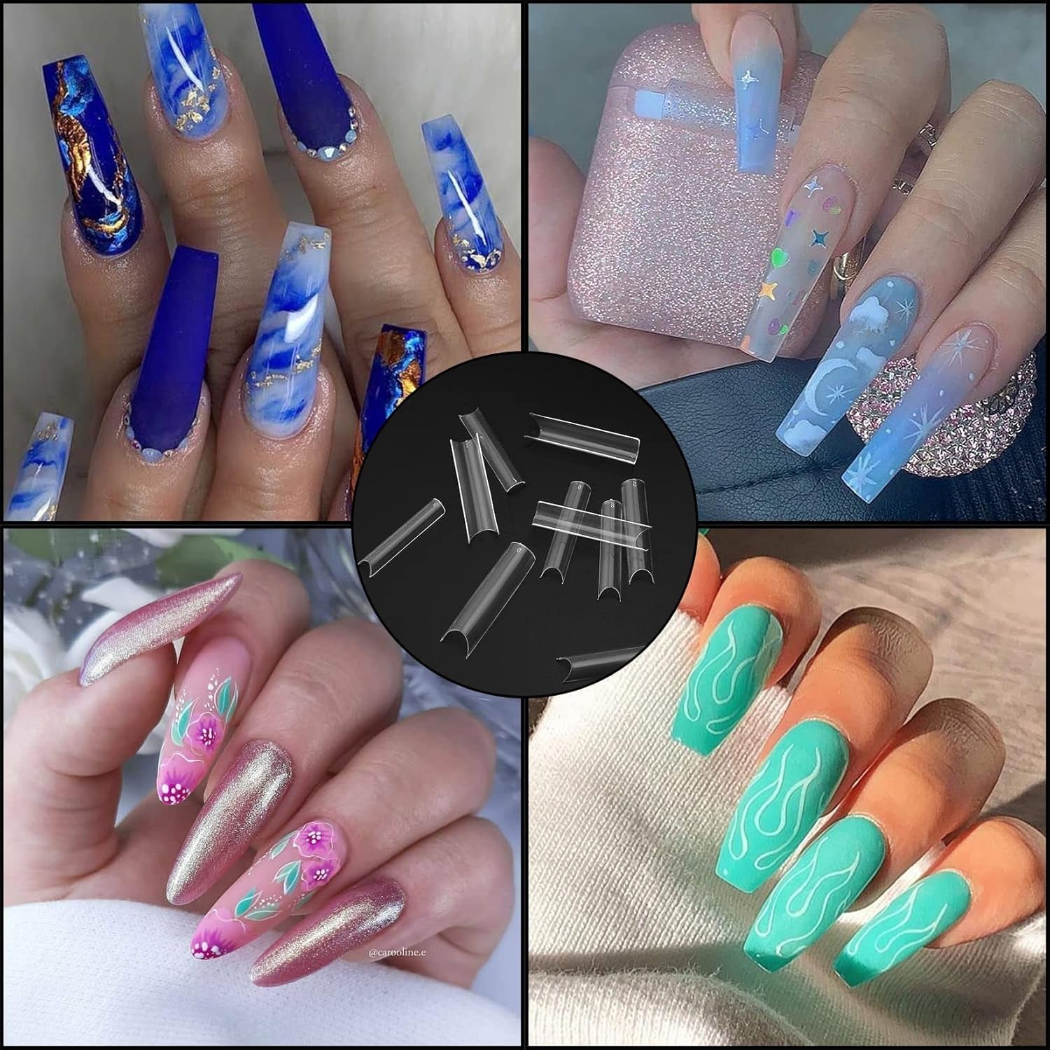 200 stuks valse nageltips, acryl kunstmatige nageltips, Franse valse nageltips, extra lange rechte vierkante duidelijke valse nageltips voor doe-het-zelf nagelsalons