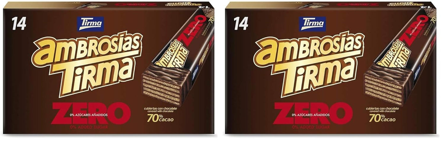 Wafels met pure chocolade Tirma 70% cacao | Geen toegevoegde suiker | Geschikt voor keto-diëten | Koolhydraatarm | Voor diabetici Chocoladewafels Multi Pack | 3 stuks | 64,5 gram