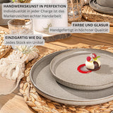 SÄNGER Caïro Klei | 24-delige serviesset, aardewerk serviesset voor 6 personen, 6 borden, 6 dessertborden, 6 pastakommen, 6 serveerschalen, grijze serviesset | DE WAARDE-COLLECTIE