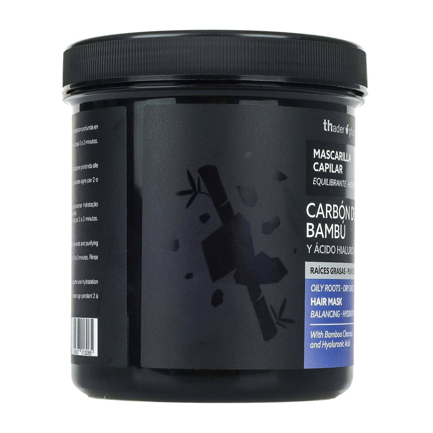 Thader Pharma Evenwichtig haarmasker met bamboehoutskool en hyaluronzuur - Ideaal voor vette wortels en droge punten, 700 ml Naty Shop Haarmasker