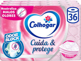Colcasa Care & Protect 3 x 12 toiletpapier met geurbloktechnologie, neutraliseert slechte geuren, verpakking van 36 rollen, 3-laags, fris geurende roze rollen