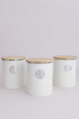 LIVING collectie, suikerpot met deksel | crèmepastel | opbergdoos 1 L keuken voor suiker | stalen suikerpot met deksel | Bamboe luchtdichte voorraadpotten met deksels Naty Shop voedselbewaardozen