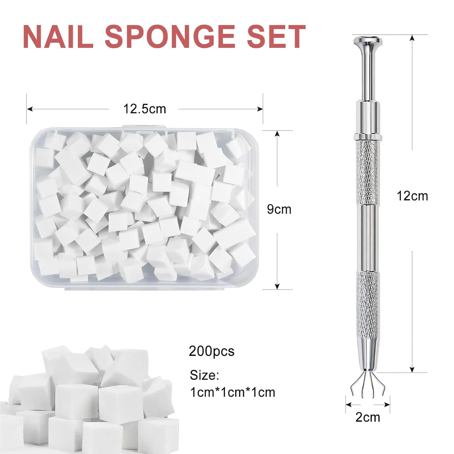 Qufiiry 200 Stück Nail Art Schwämme Mit Metallgreifer, Nagelkunst Schwammpinsel, Maniküre Zubehör Für Nägel, Um Eine Varavländ Von Gradient Nail Art Patterns To Create (wit)