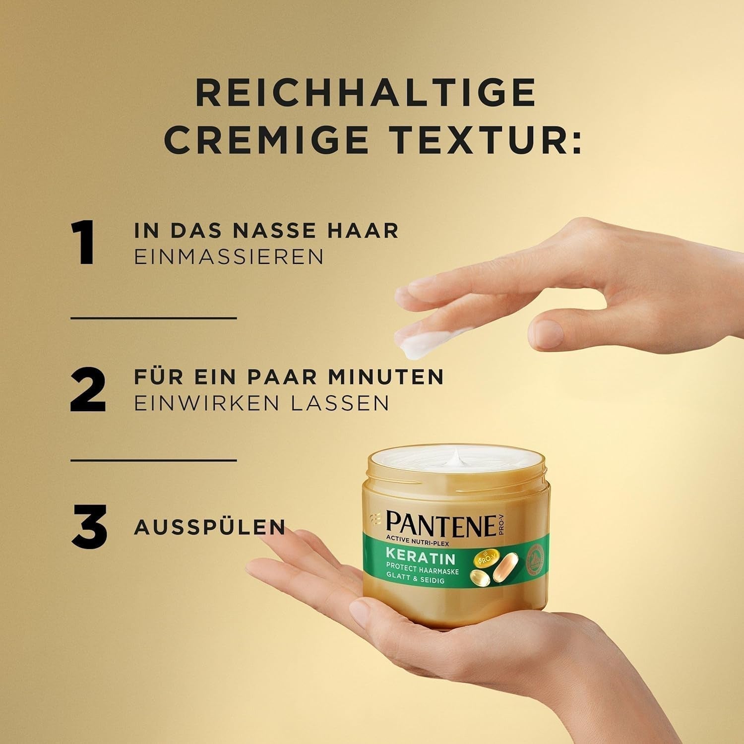 Pantene Pro-V Smooth & Silky Keratin Protect Hair Mask 500ml voor krullend en droog haar, Tot 72 uur glad en glanzend haar in één enkele toepassing, Met Pro-V formule en Actief Nutri-Plex Haarmasker Naty Shop