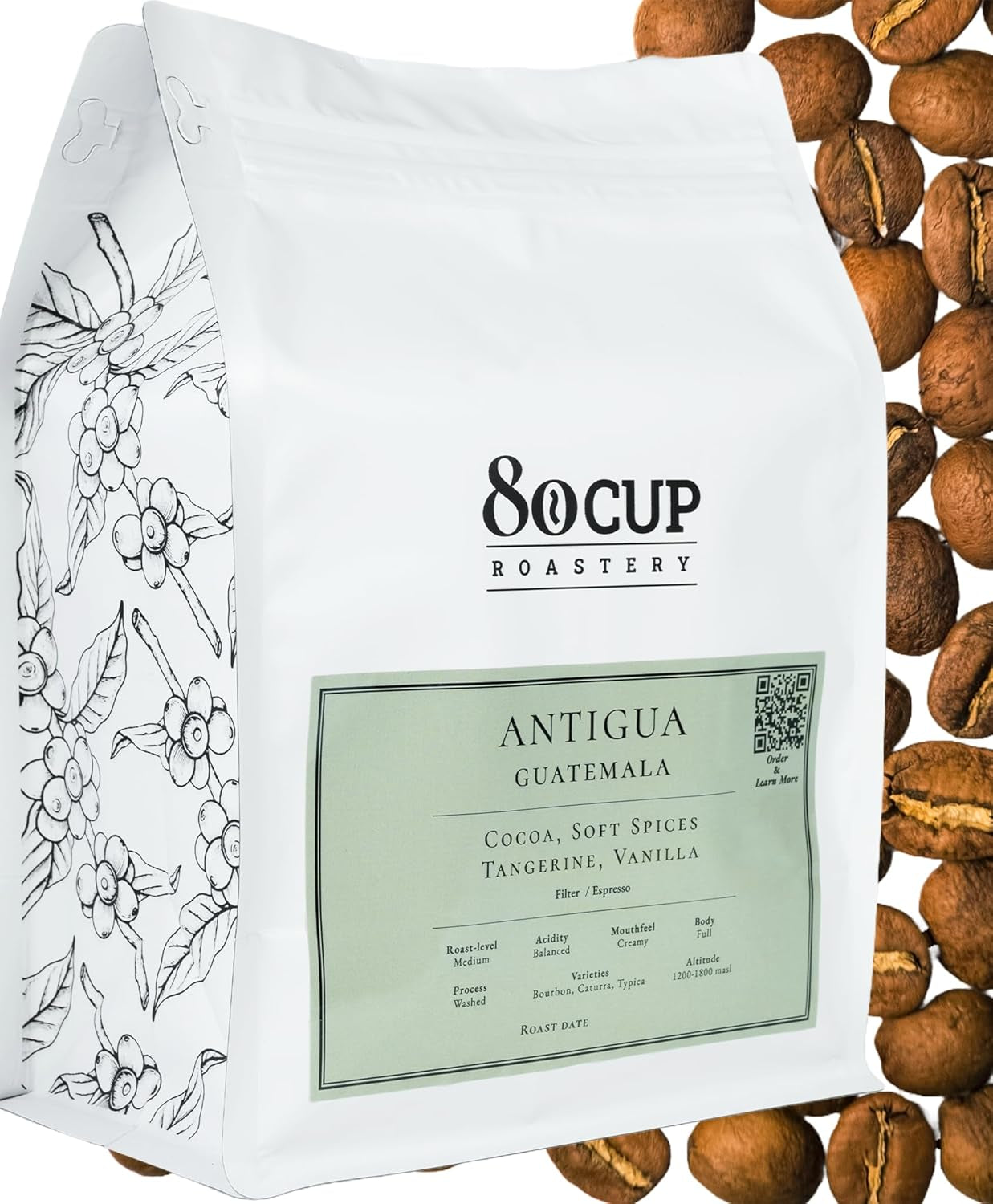 Gebrand na bestelling ~ meest verse koffiebonen | 80 CUP Roastery | Guatemala Antigua, Single Origin (1kg) Spezialitäten Kaffeebohnen, Frisch Geröstet