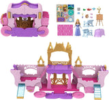 Mattel Disney Princess transformatiespeelset Koets naar kasteel met Aurora minipop, 3 niveaus, 6 speelplekken, 4 figuren, meubels en accessoires HWX17