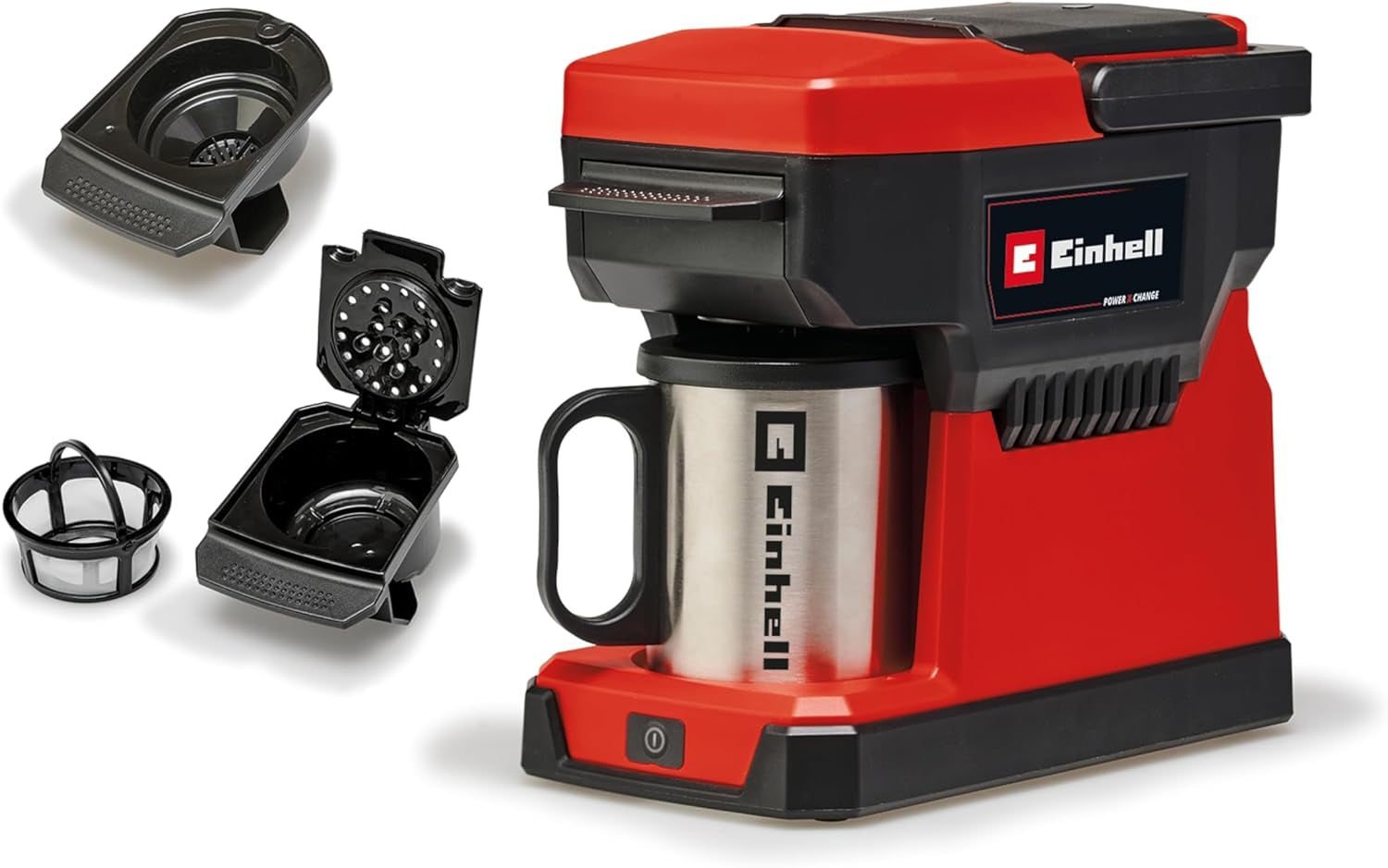Accu-espressomachine Einhell TE-CF 18 Li-Solo Power X-Change (18 V, 240 ml watertank, voor filterkoffie en koffiecapsules, draaggreep, incl. koffiekopje met deksel, zonder batterij)