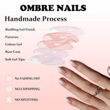 240 stuks korte kunstnagels set - korte natuurlijke kunstnagels om op te lijmen - naakt gradiënt kunstnagels voor box nagelverlengingen (nude gradiënt)
