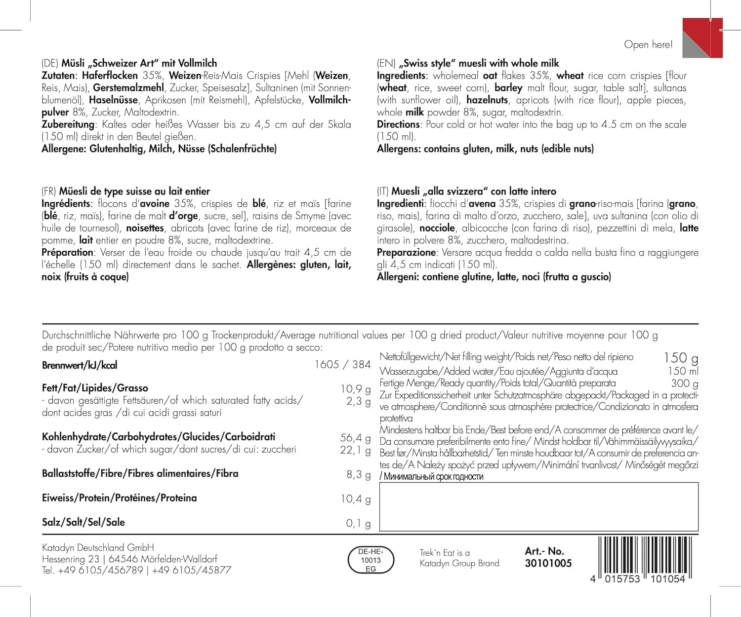 Trek'n Eat Zwitserse Muesli met Melkpoeder (Pak van 2)
