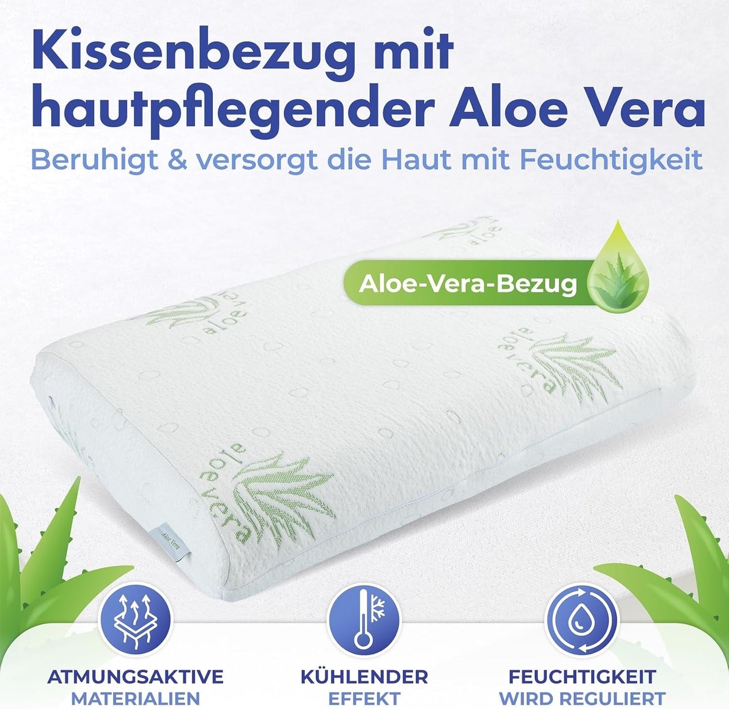 Maximex visco neksteunkussen, Ademend steunkussen met ergonomische schuimvulling, In hoogte en hoogte verstelbaar neksteunkussen voor een goede nachtrust, Met aloë vera Naty Shop standaard kussens
