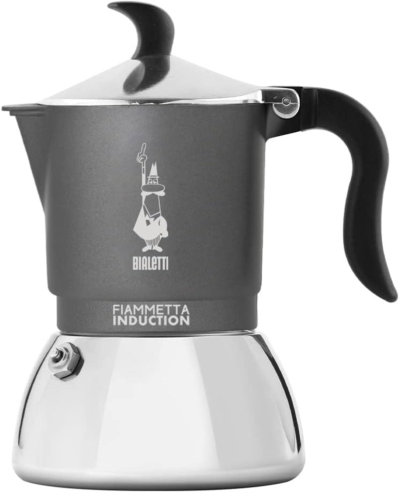 Bialetti Fiammetta inductiekoffiezetapparaat, 2 kopjes (100 ml), geschikt voor alle soorten kookplaten, elegant design, zwart