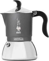 Bialetti Fiammetta inductiekoffiezetapparaat, 2 kopjes (100 ml), geschikt voor alle soorten kookplaten, elegant design, zwart