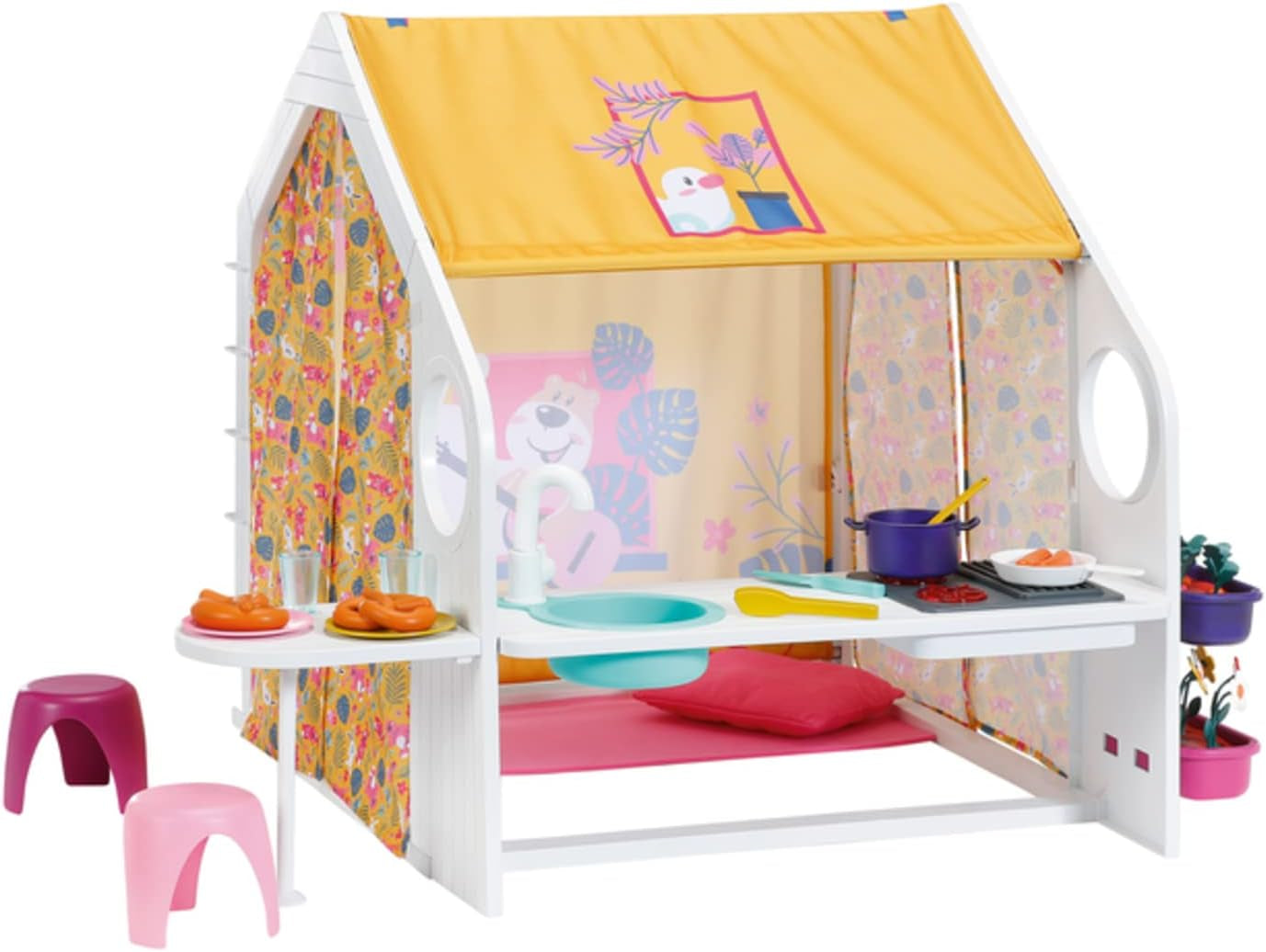 BABY born Poppenhuis, Weekendhuis met licht- en geluidsfunctie, te openen zijpanelen, gootsteen, grill en vele accessoires, 832752, Zapf Creation