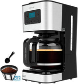 Espresso met filter Cecotec Coffee 66 Drop and Touch, vermogen 950 W, 1,5 L, 12 kopjes, touchscreen, glazen karaf, 24-uurs timer, 6 schakelaars, herbruikbaar gaasfilter