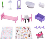 Olivia's Little World Big Dreamland Sunset Eigentijds houten interactief poppenhuis van 3 verdiepingen voor kinderen met 16 poppenmeubelaccessoires Meerkleurig TD-13616A