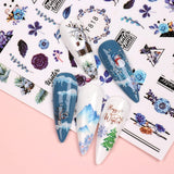 10 Blatt Nagelsticker Weihnachten Nagelaufkleber Selbstklebend Bule White Pine Tree Rentier Nail Art Sticker Decoratie Nageldesign Zubehör