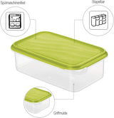 Rotho Rondo voedselbewaarpot 1,5l met deksel, BPA-vrij plastic (PP), transparant/groen, 1,5l (24,0 x 16,0 x 7,5 cm) Voedselbewaardozen Naty Shop