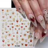 JMEOWIO Nagelsticker Mond Stern 10 Blatt Nail Art Sticker Selbstklebend Nagelaufkleber Decoratie Nageldesign Zubehör