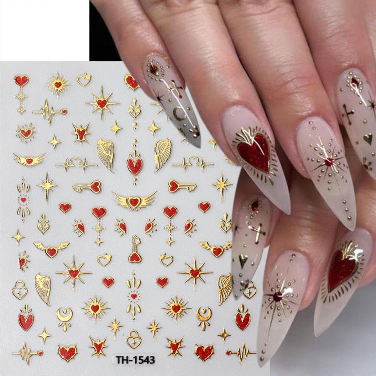 JMEOWIO Nagelsticker Mond Stern 10 Blatt Nail Art Sticker Selbstklebend Nagelaufkleber Decoratie Nageldesign Zubehör