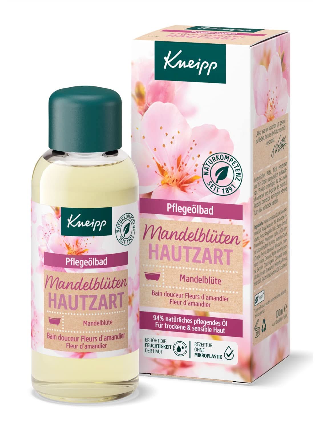 Kneipp, badolie, met 94% pure amandelolie, voor de droge en gevoelige huid - 100 ml Douche en bad Naty Shop
