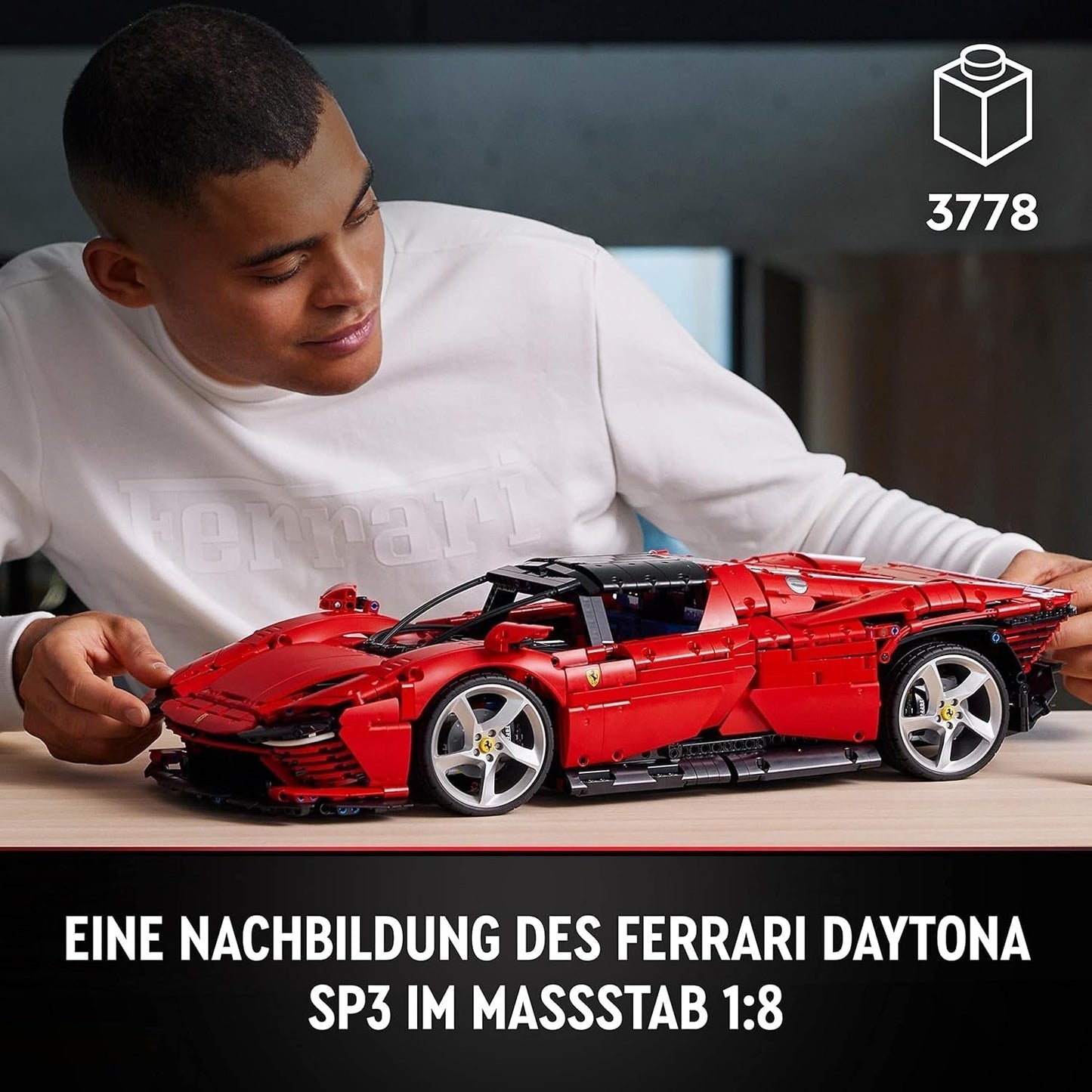 LEGO Technic Ferrari Daytona SP3 modelbouwset, schaal 1:8, rode supersportwagen, uitgebreid automodel, verzamelobject, ultiem autoconcept 42143 Bouwsets Bekijk de LEGO-Store