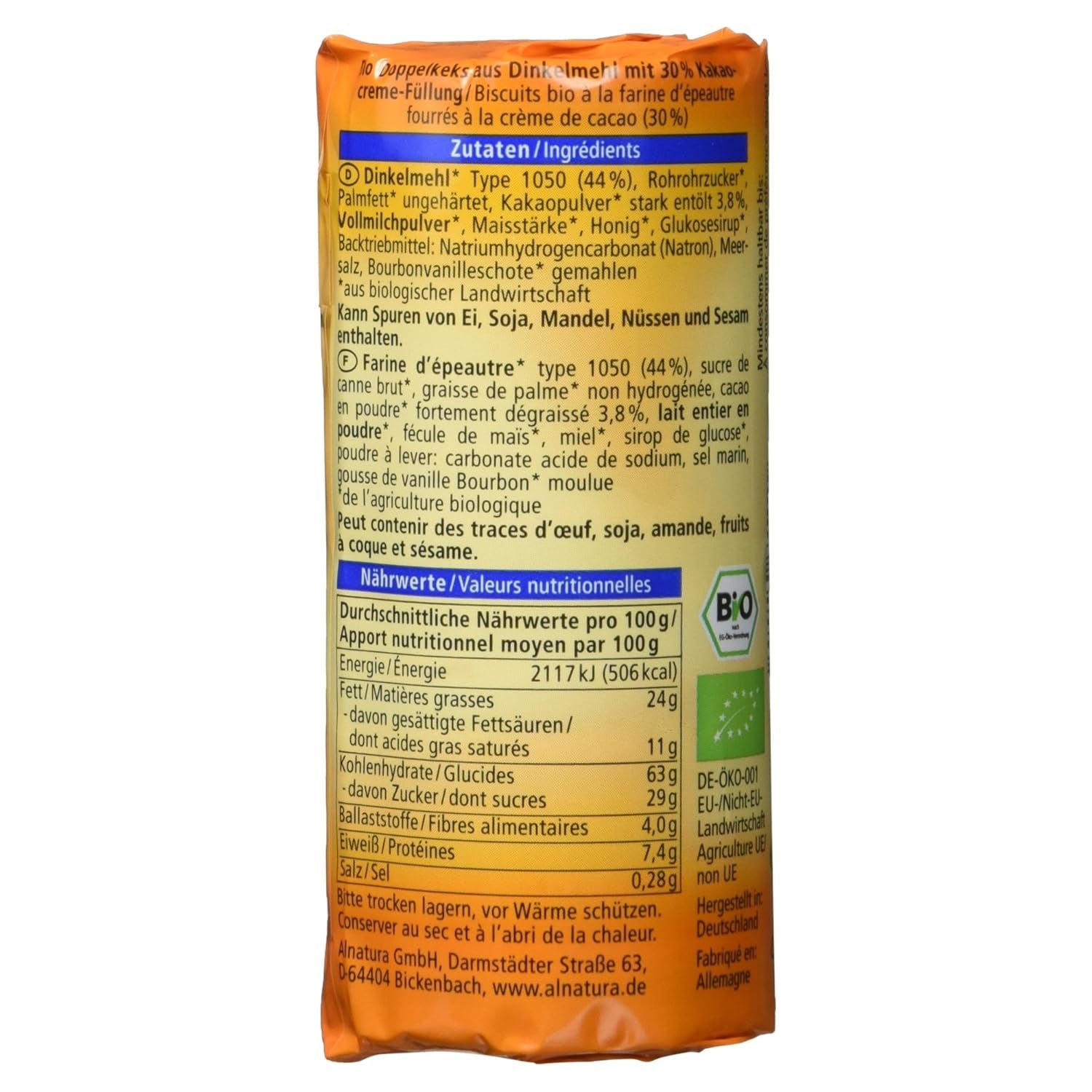 Dubbele koekjes met biologische spelt, 90g
