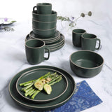 Zuma 16-delige ronde bestekset, borden, schalen, kopjes, besteksets, servies voor vier (16-delig), groen