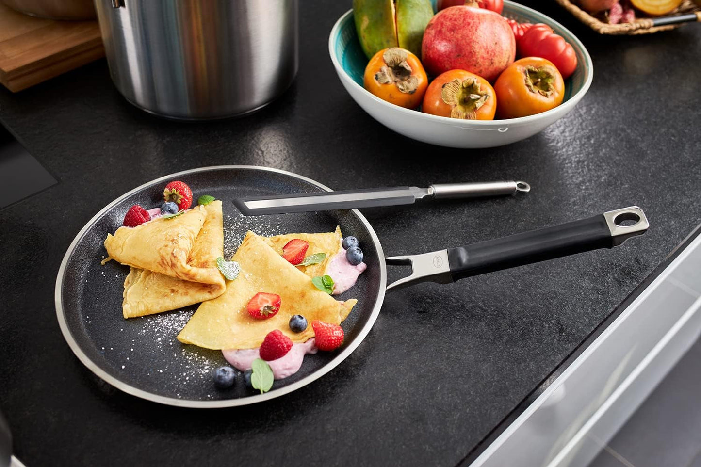 RÖSLE SILENCE PRO pannenkoekpan, premium krasbestendige Proresist antiaanbaklaag, 18/10 roestvrij staal, geschikt voor inductie Potten en pannen Naty Shop