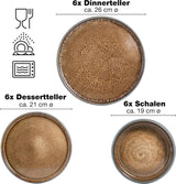 Moritz & Moritz SOLID 18-delige steengoed serviesset voor 6 personen - serviesset voor 6 personen, bestaande uit 6 dinerborden, 6 dessertborden en 6 dinerborden