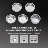 CASO EspressoGourmet Crema - Portafilter espressomachine met melkopschuimer, espresso, cappuccino, roestvrijstalen portafilter, ULKA 20 bar pomp, koffiezetapparaat, gemalen koffie, ESE capsules