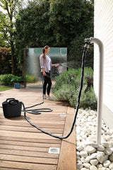 GF SRL, Aquapop Grey Limited Edition met 25 m zelfverlengende textielslang Made in Italy, zachte plastic zak, sproeiers en fittingen Lancia 8 voor tuinirrigatie, donkergrijs