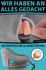 FLOWZOOM AIR Opblaasbaar nekkussen met capuchon - Vliegtuignekkussen - Reiskussen - Snel opblaasbaar reisnekkussen - Vliegtuigkussen - Reiskussen - Nekkussen voor volwassenen (grijs) Cervicale orthopedische kussens Naty Shop