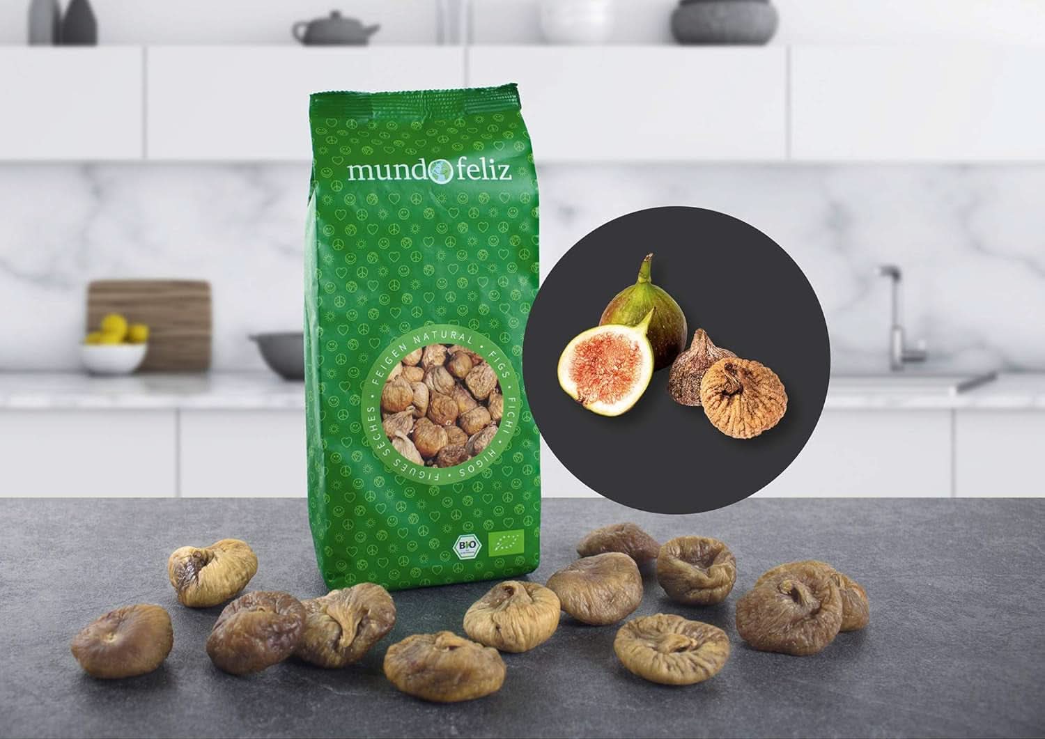 Mundo Feliz Gedroogde vijgen uit biologische landbouw, 2 x 500 gram Naty Shop gedehydrateerde producten
