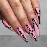 2PCS 5D Reliëf Gothic Punk Nagelsticker, Nagelsticker Selbstklebend Kreuz en X-Form Halloween Nagelaufkleber, Nageldesign Zubehör Für Damen Nail Art