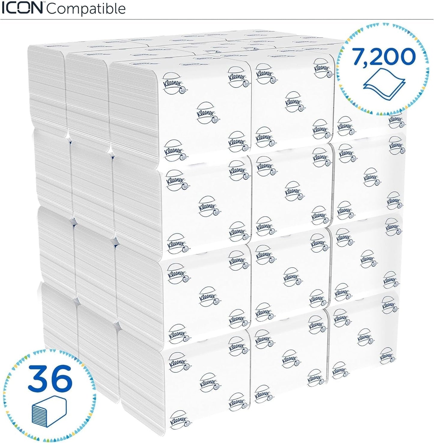 Kleenex toiletpapier voor één vel 8408, 2-laags toiletpapier in bulkverpakkingen, gemaakt van FSC-gecertificeerd papier, 36 pakken x 200 vellen (7.200 vellen)