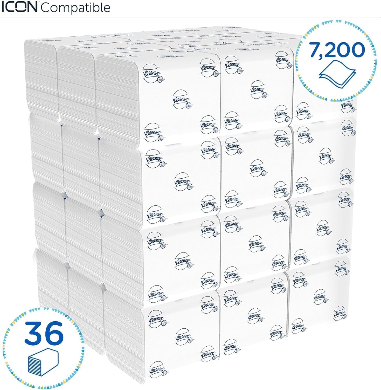 Kleenex toiletpapier voor één vel 8408, 2-laags toiletpapier in bulkverpakkingen, gemaakt van FSC-gecertificeerd papier, 36 pakken x 200 vellen (7.200 vellen)