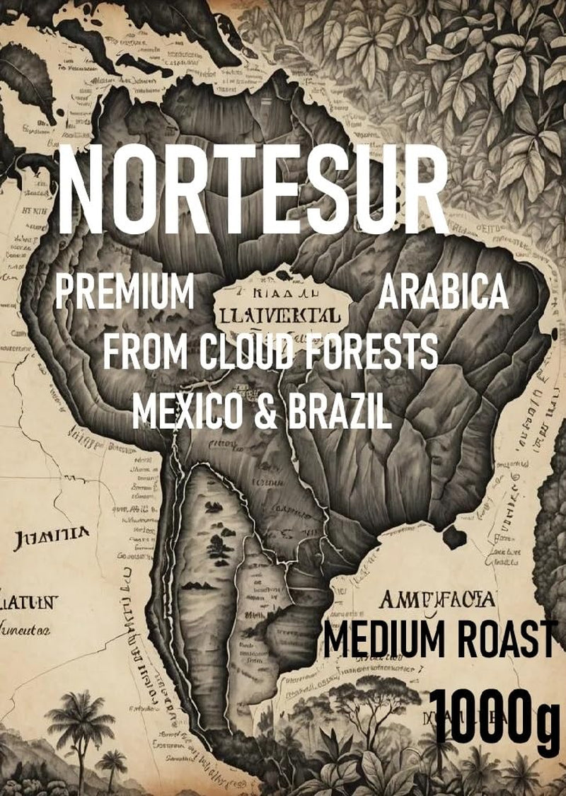 Norte Sur koffie, sterke koffie voor dagelijks malen. 100% Arabica uit Mexico en Brazilië.