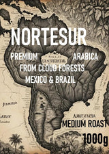 Norte Sur koffie, sterke koffie voor dagelijks malen. 100% Arabica uit Mexico en Brazilië.