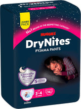 Huggies DryNites superabsorberende nachtluiers voor meisjes 3-4 jaar (12-21 kg) 4 x 16 stuks (totaal 64 stuks) Maandelijks pantypakket