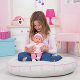 First Words pop met slaapogen, spreekt 24 babygeluiden, met pop en fles, 38 cm, roze/gestreept Naty Shop Dolls
