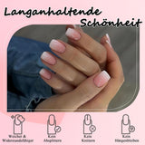360-delige kunstnagelset - korte naaktroze witte gradiënt kunstnagels - vierkante lijm op kunstnagels - volledige dekking glanzende zelfklevende nagels voor dames en meisjes (vierkant)