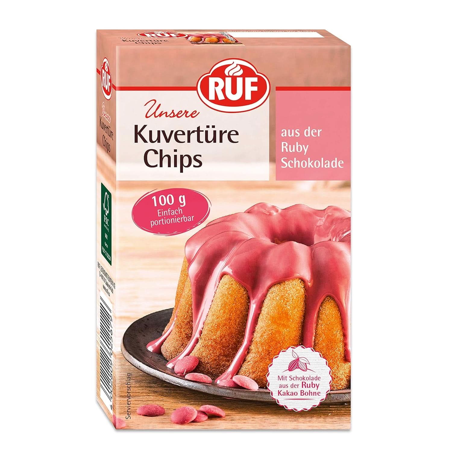 RUF Couverture Chips Robijn, 100 gram Glazuren en Decor Naty Shop 100 gram Robijn