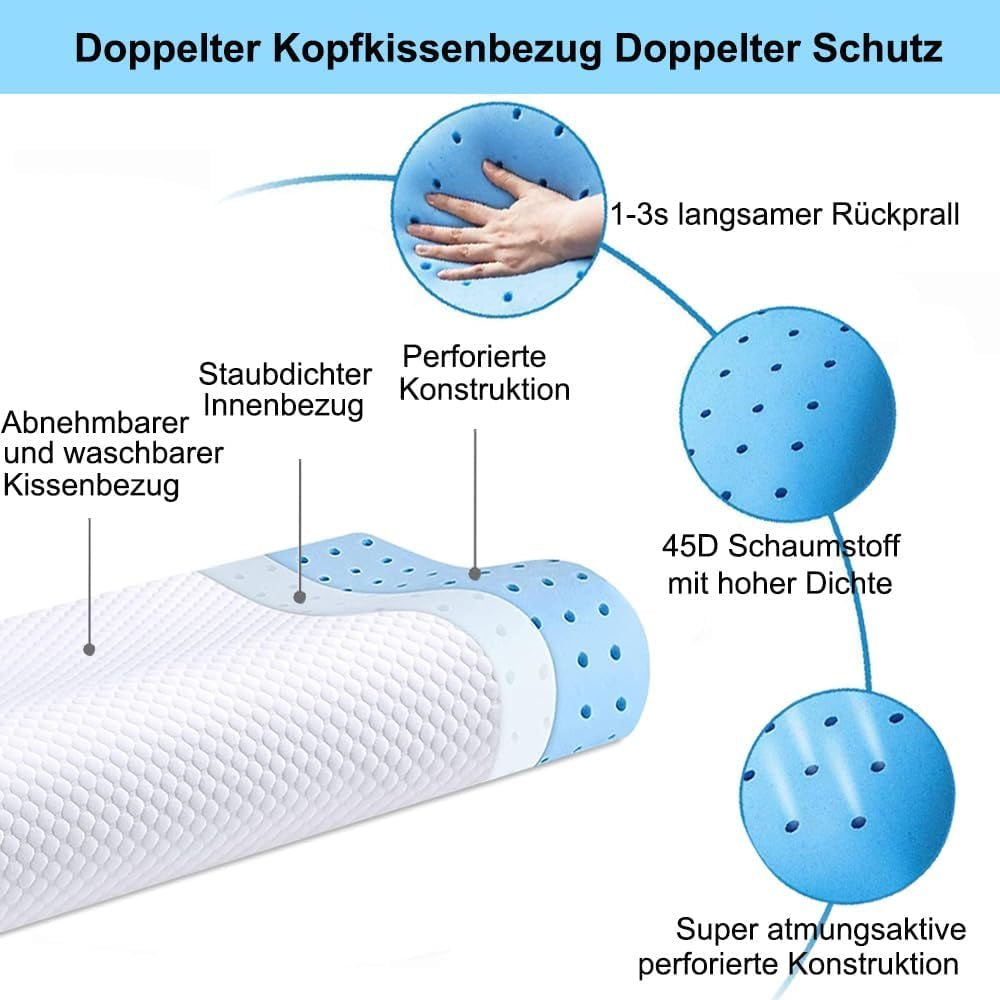Ecosafeter Memory Foam Kussen Neksteunkussen Ergonomisch nekkussen voor verschillende slaaphoudingen met afneembare hoes Cervicale orthopedische kussens Naty Shop