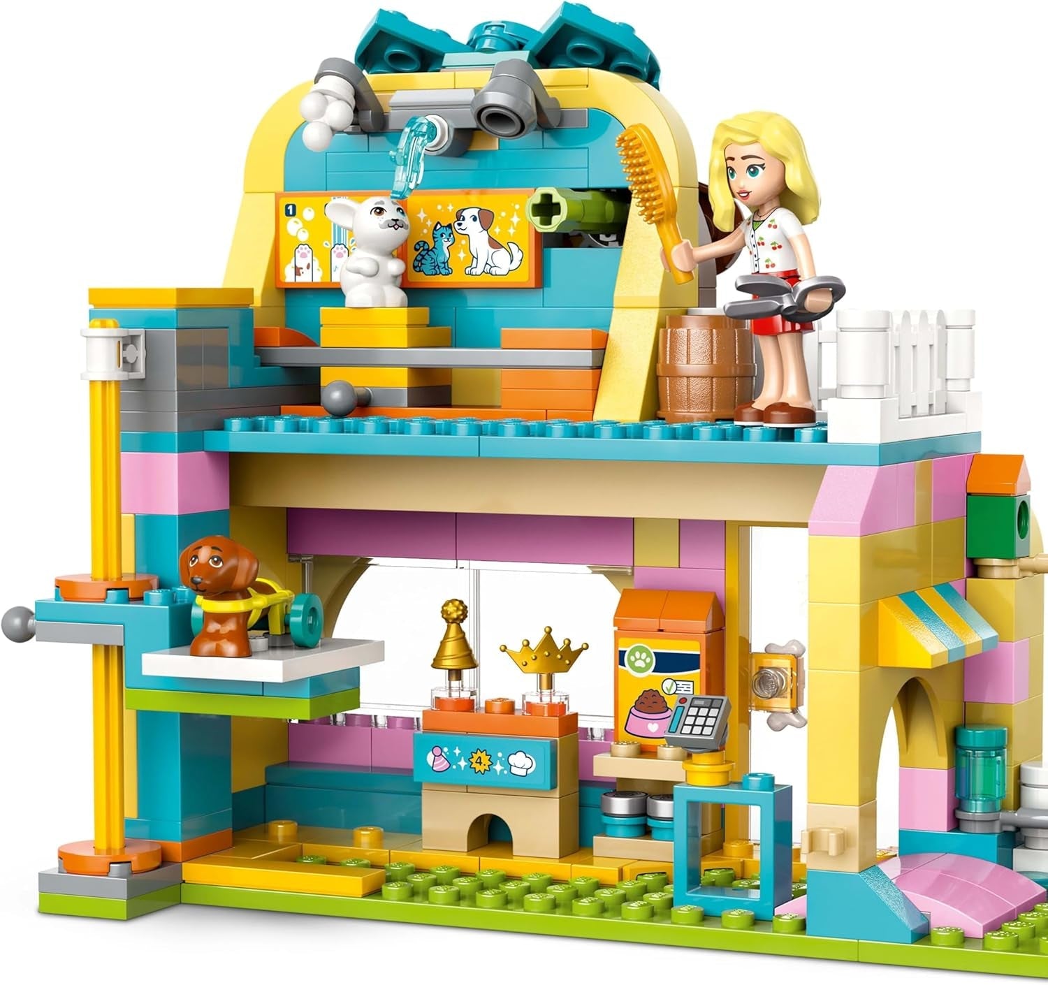 LEGO Friends Dierenaccessoireswinkel Fantasiespelset Educatief speelgoed voor meisjes van 6 jaar oud 3 minifiguren en 3 dierenfiguren Kat Hond Konijntje Cadeau-idee voor kinderen 42650 Bouwsets Besuche in LEGO-Store